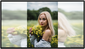 Verwendung der gestreckten und unscharfen Version des aktuell angezeigten Fotos als Hintergrund