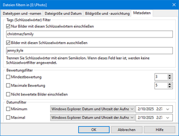 Filtern Sie Fotos nach EXIF, IPTC und anderen Metadaten